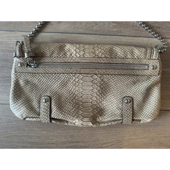 Y2K Coach 14802 Python Embossed Leather Beige Shoulder Bag Purse Ball Chain RARE - Picture 10 of 16